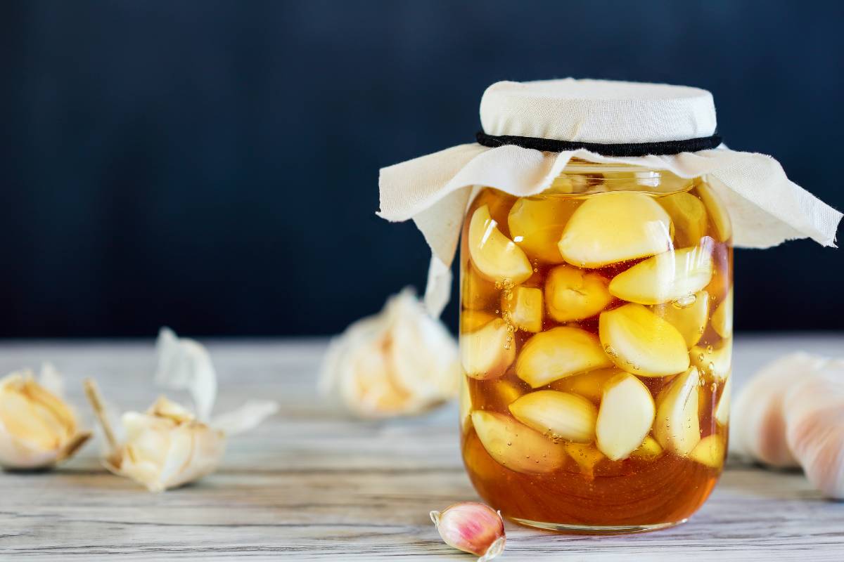 A jar of fermented honey garlic
