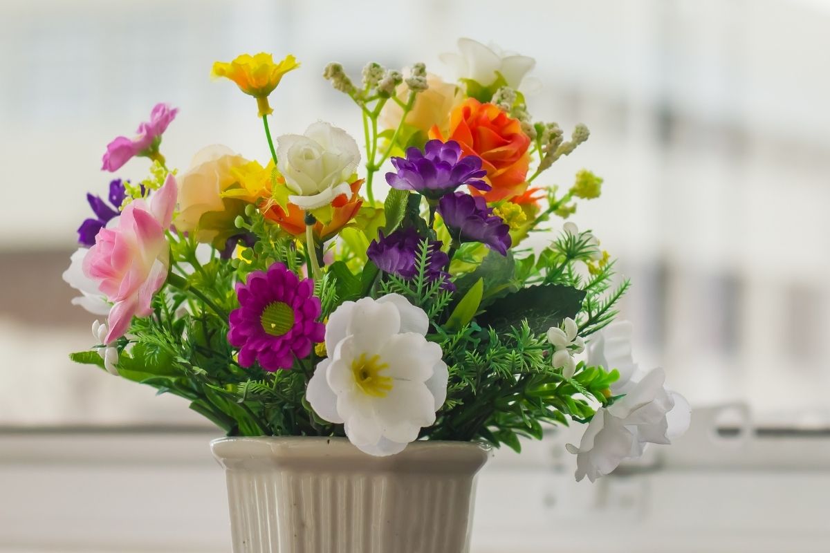 A vase of homegrown flowers