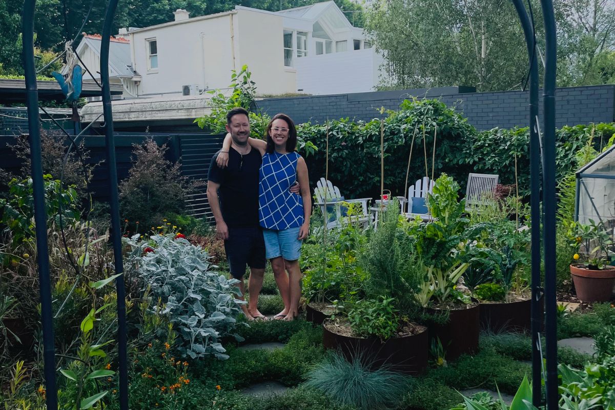 Alex and Partner In Courtyard Garden