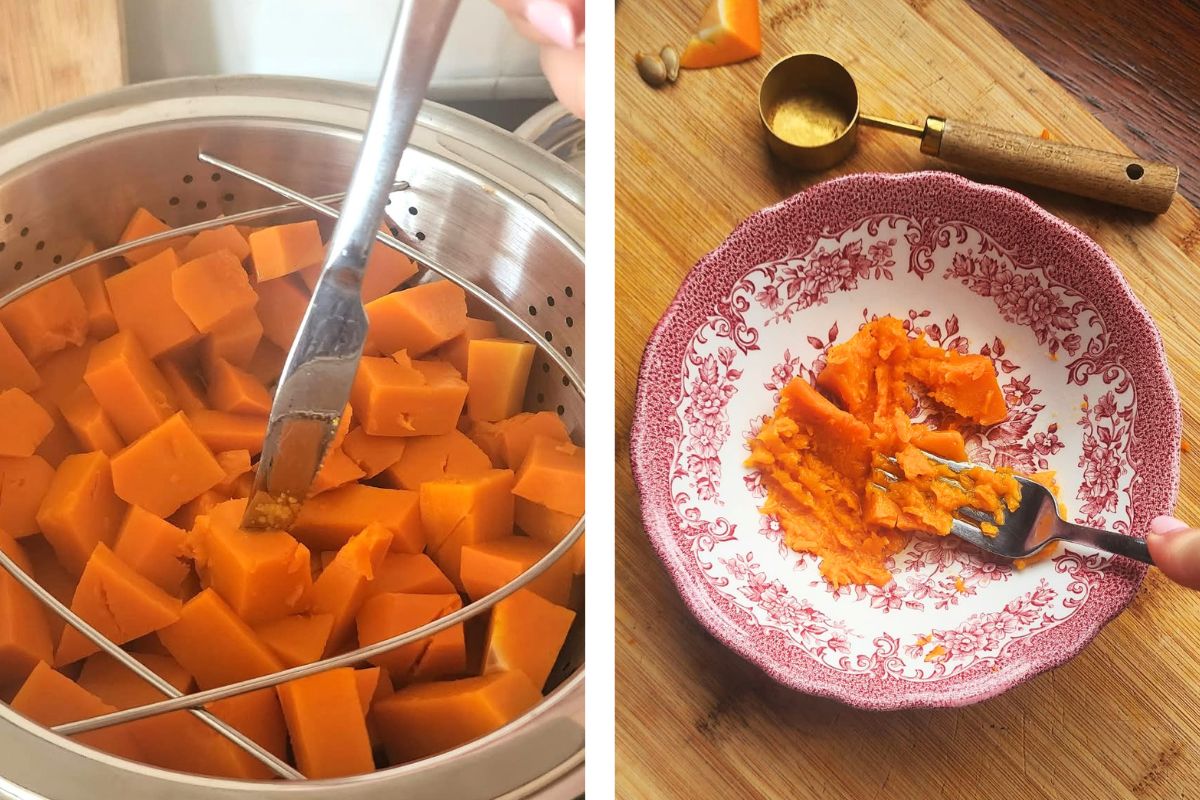 Checking to see if pumpkin is cooked