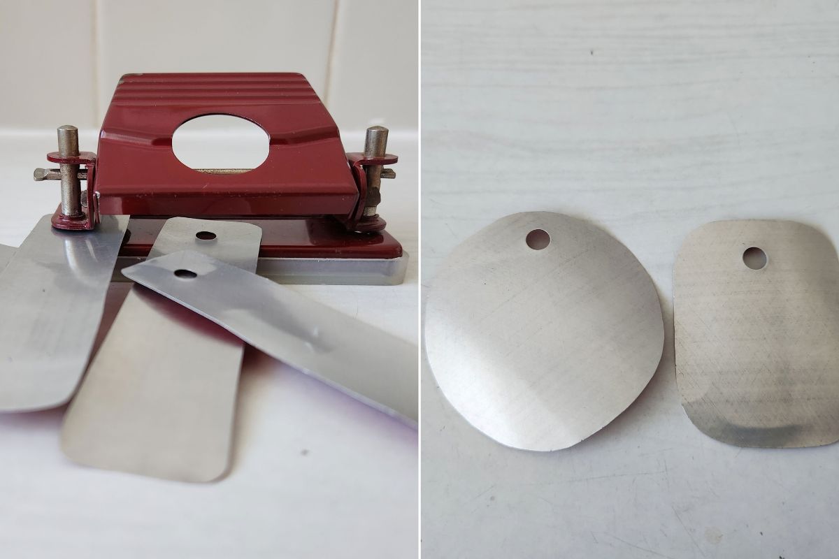 Aluminium label holes cut