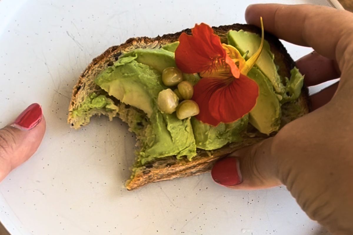 Nasturtium capers on avocado toast