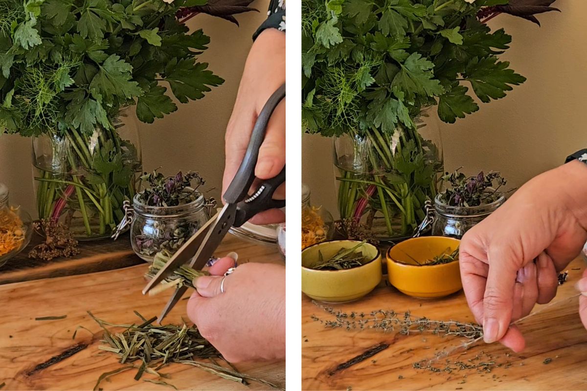Preparing herbs for herbal salt
