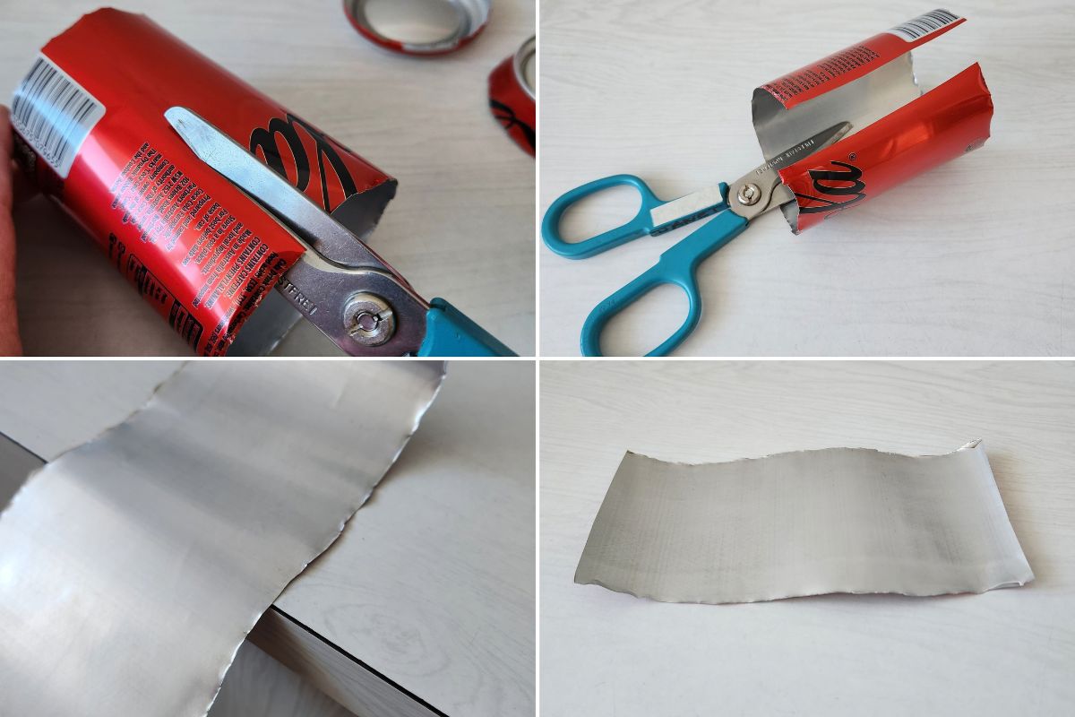 Flattening the cut can over the edge of a counter