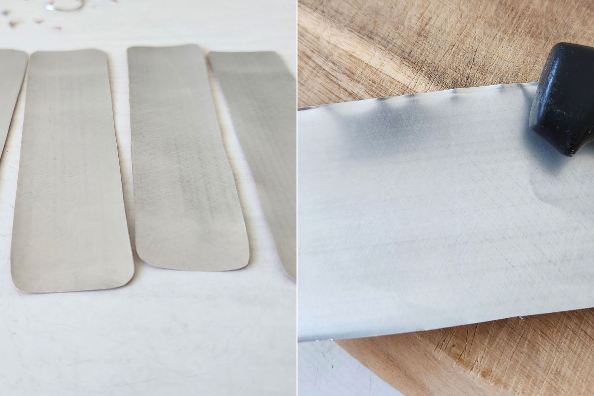 Aluminium labels cut and shaped