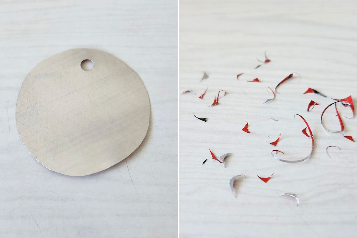 Aluminium labels cut and shaped