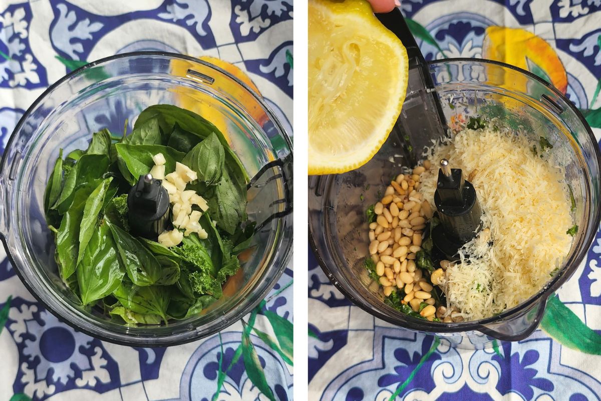 Blending pesto