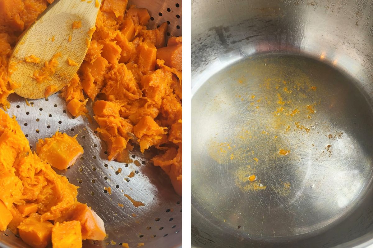 Pumpkin pie pushing water out