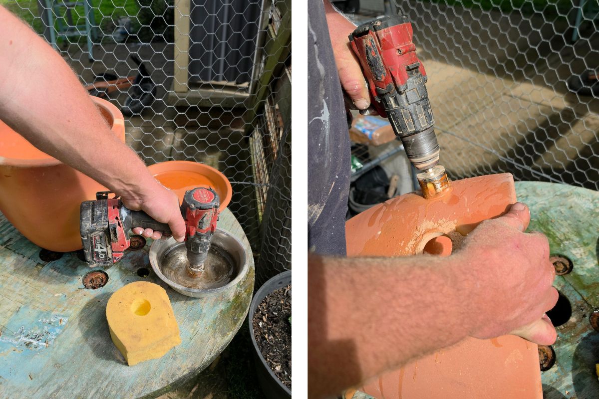 Terracotta pot worm farm compost tools